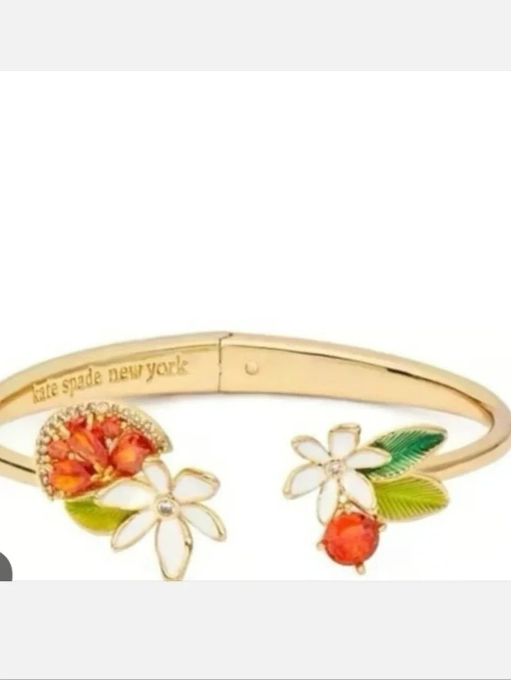 Kate Spade Surprise Sweet Citrus Hinge Cuff bracelet. Elegant floral bracelet f - Picture 4 of 8